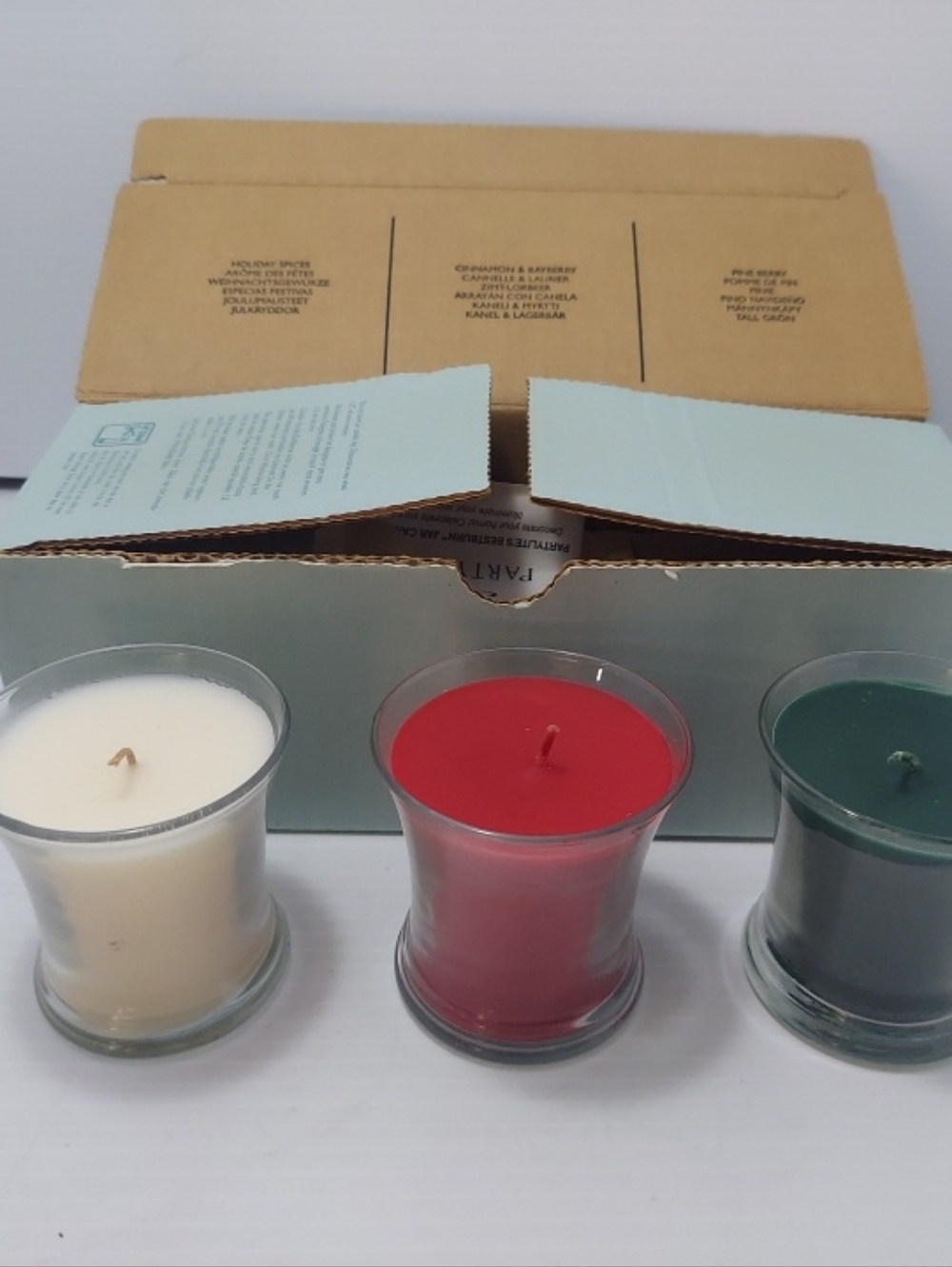 PartyLite Bestburn Mini Jar Trio Trumpet Candles 3-Piece Set P9574 Christmas NIB - Picture 2 of 13